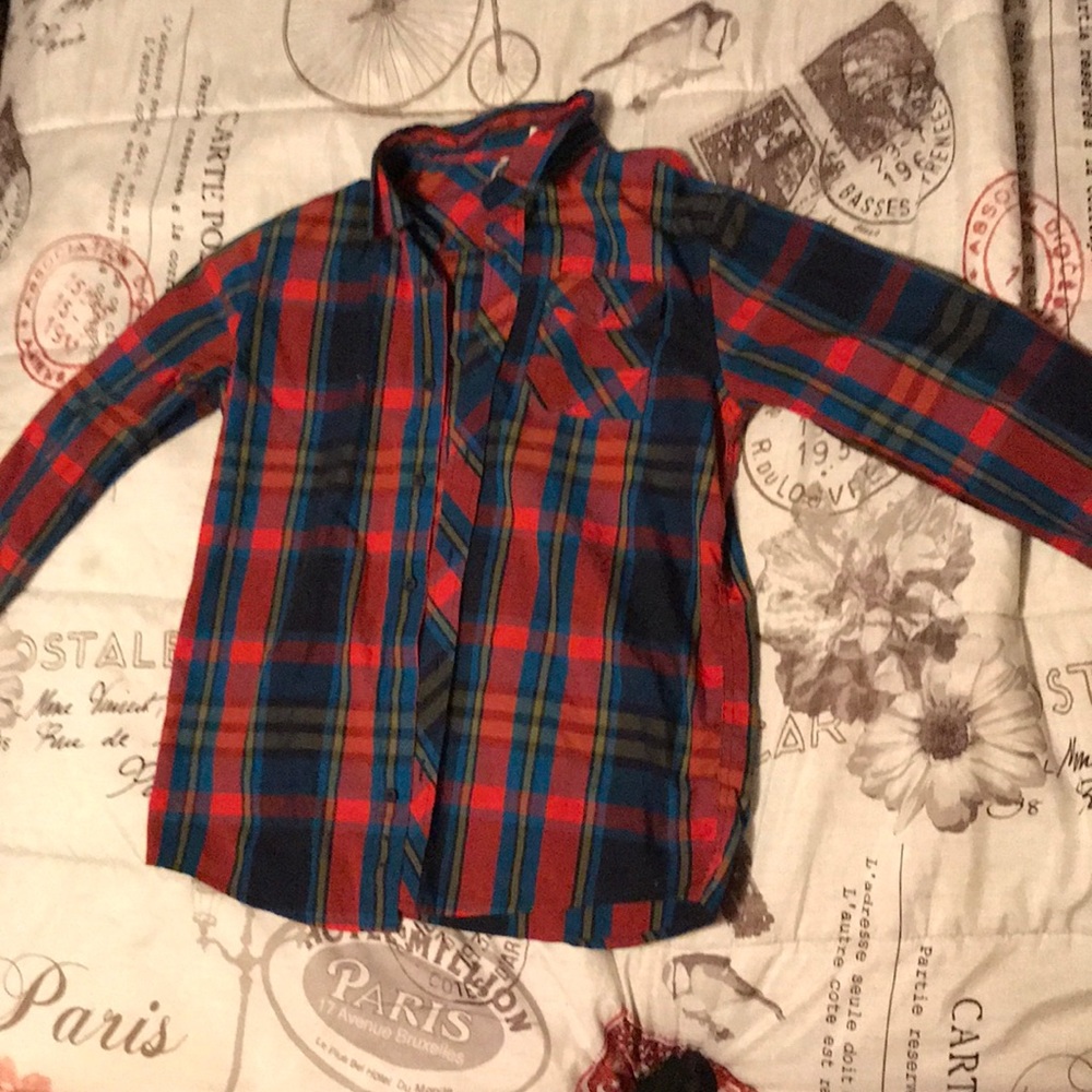 Red Plaid Long Sleeved Shirt